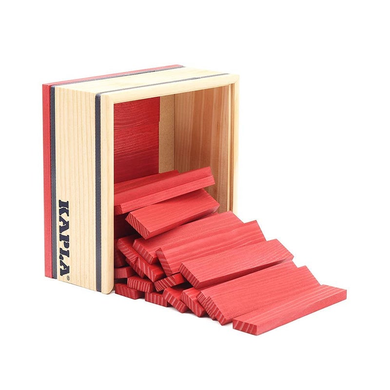KAPLA 40 Squares Red - Wooden Construction Set - 40 Red Colored Building Planks - for Ages 3+ - Image 2
